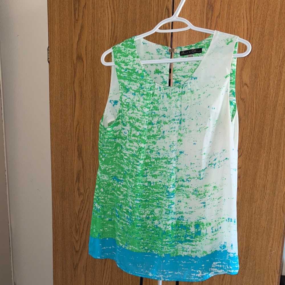Cato Vibrant Green and Blue Blouse Light weight polyester blouse